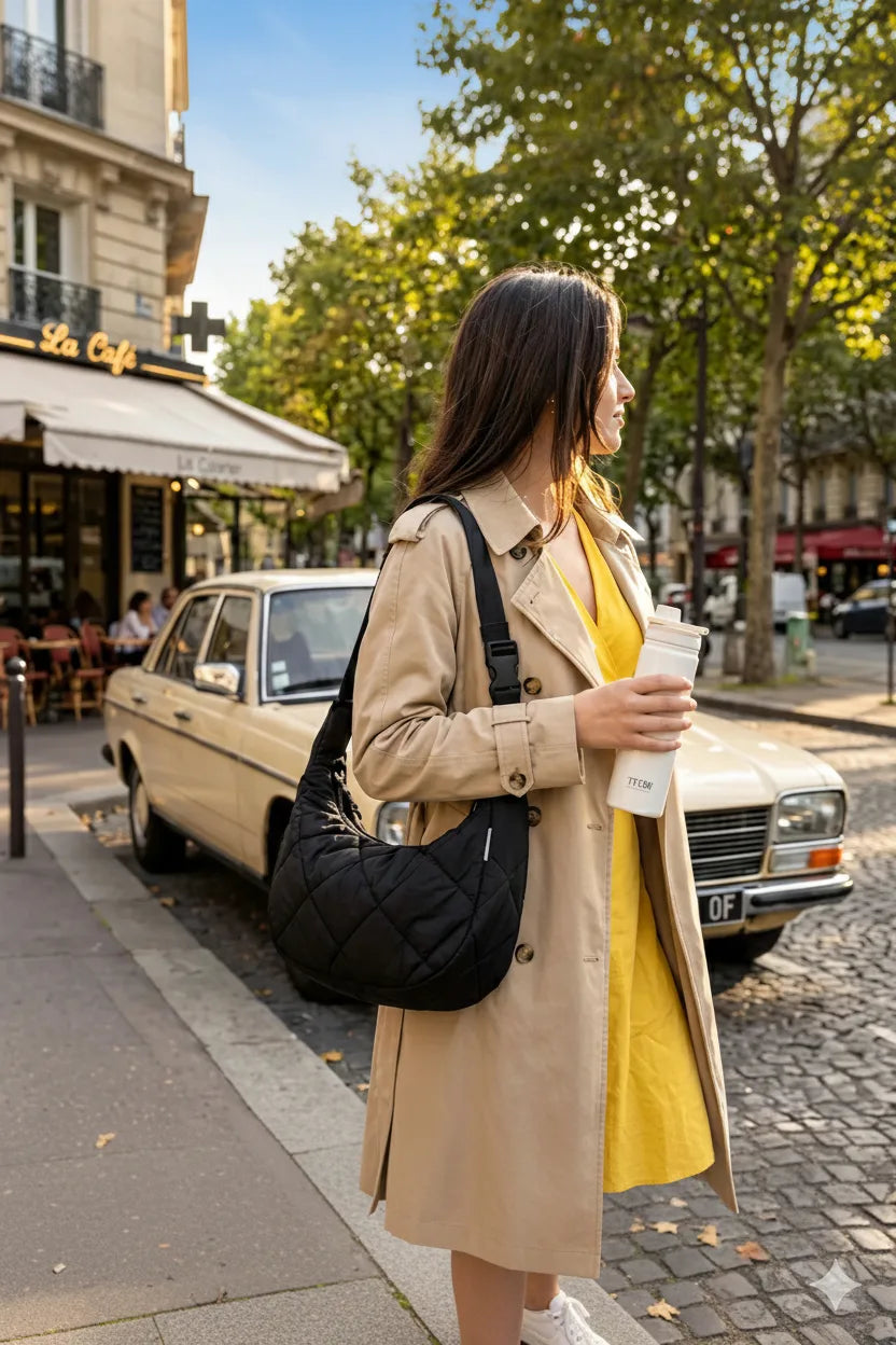 Set de repas nomade complet et élégant Goodnvibes, incluant sac isotherme chic et accessoires pour un déjeuner premium.