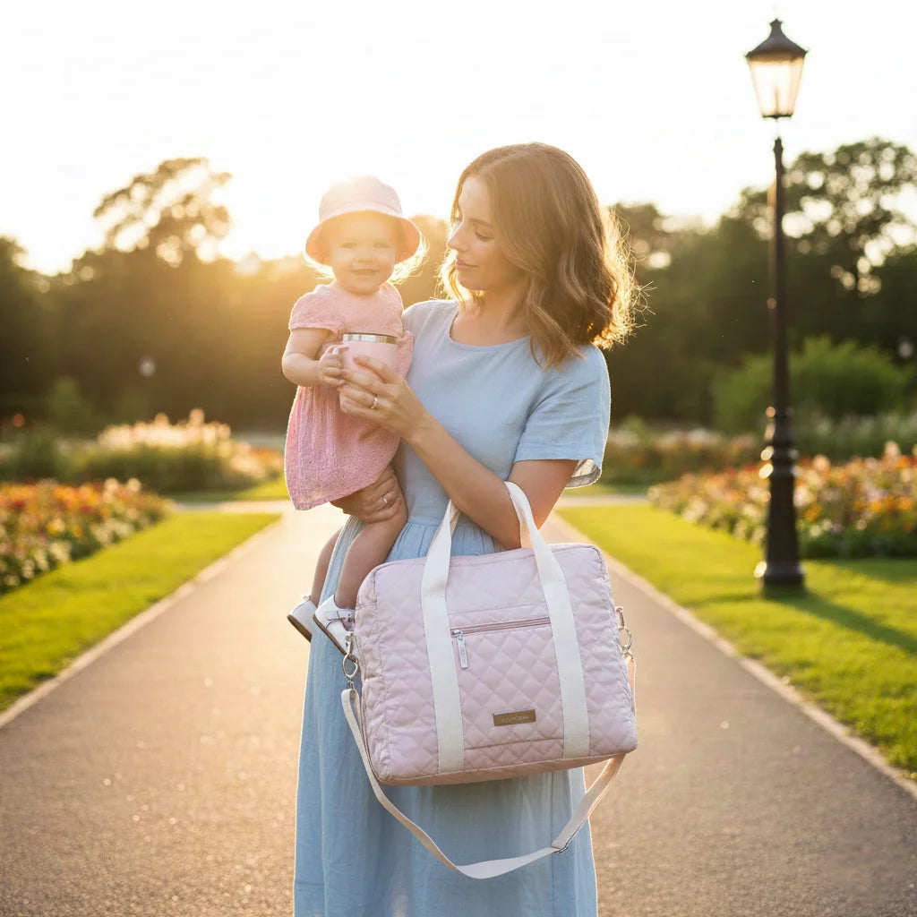 Sac à langer HarmoBag multifonction avec matelas à langer, style moderne et pratique pour les sorties avec bébé.