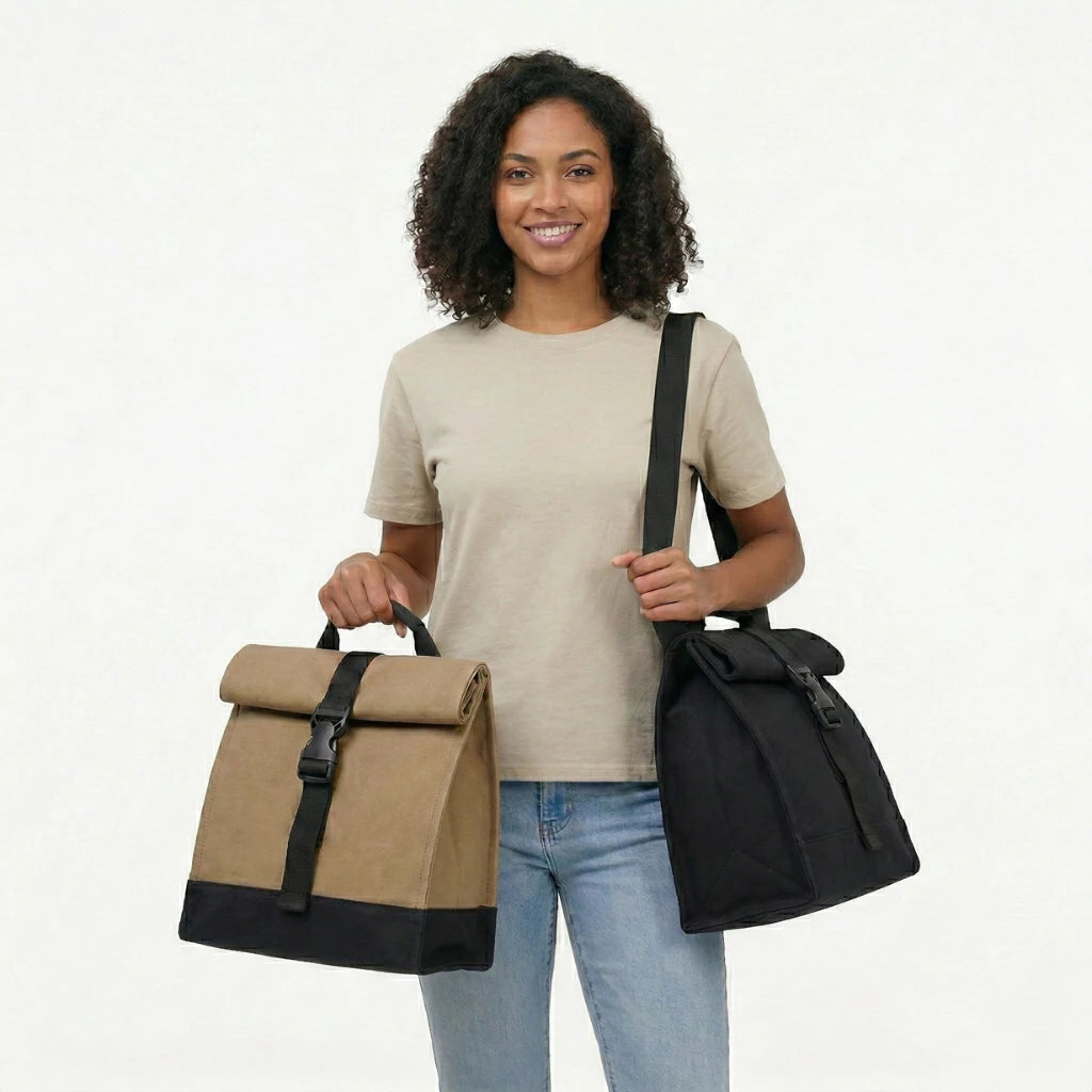 Duo sac repas modulable Roll-top et boîte bento étanche 1200ml - Pack Le Goodn'Way