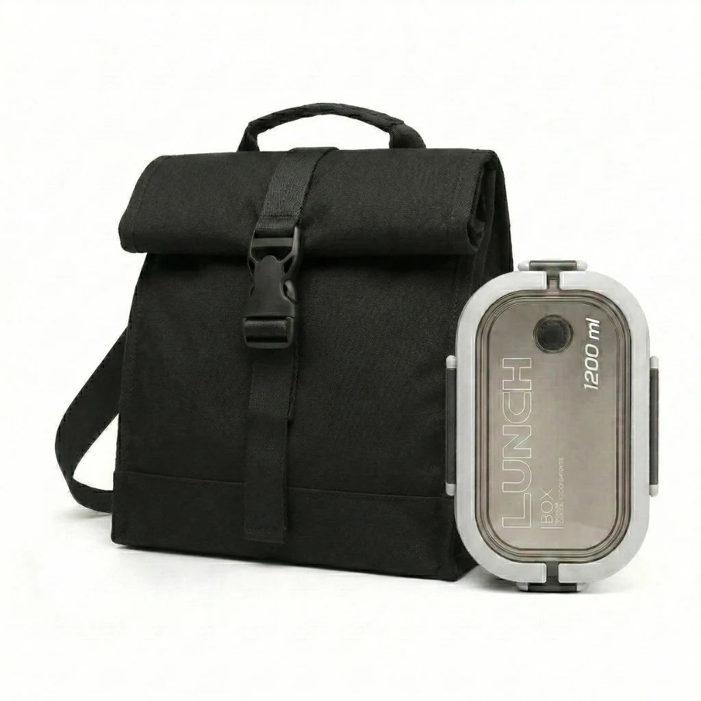 Lunch bag isotherme Roll noir et bento XL Snack&Go pour repas bureau - Goodnvibes