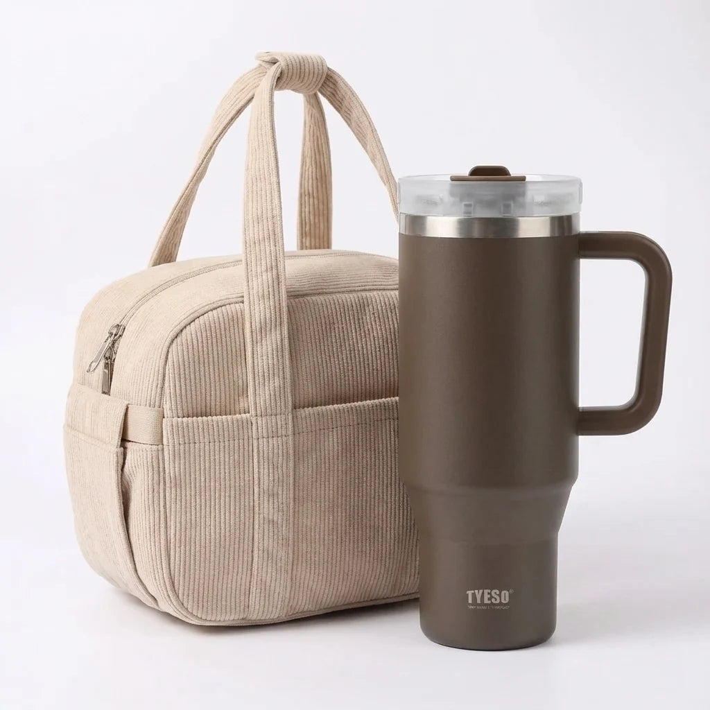 Lunch Bag Lovely Day beige avec intérieur aluminium isolant parfait pour transporter un repas complet et des snacks