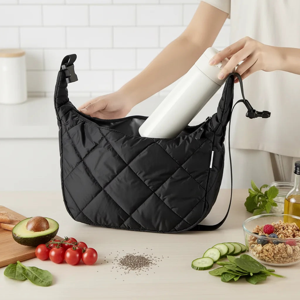 Intérieur PEVA étanche du sac isotherme Puffy avec aliments frais
