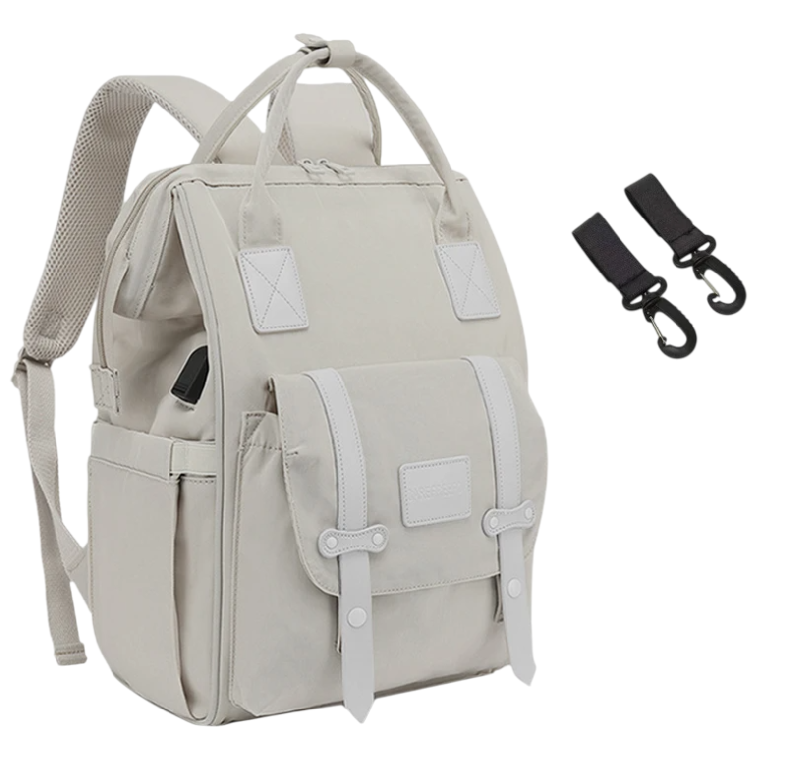 Sac à langer en tissu, poids de 0,850 kg, dimensions 40x28x18 cm, facile à nettoyer avec un chiffon microfibre humide, fabriqué à partir de matériaux premium et étanche beige