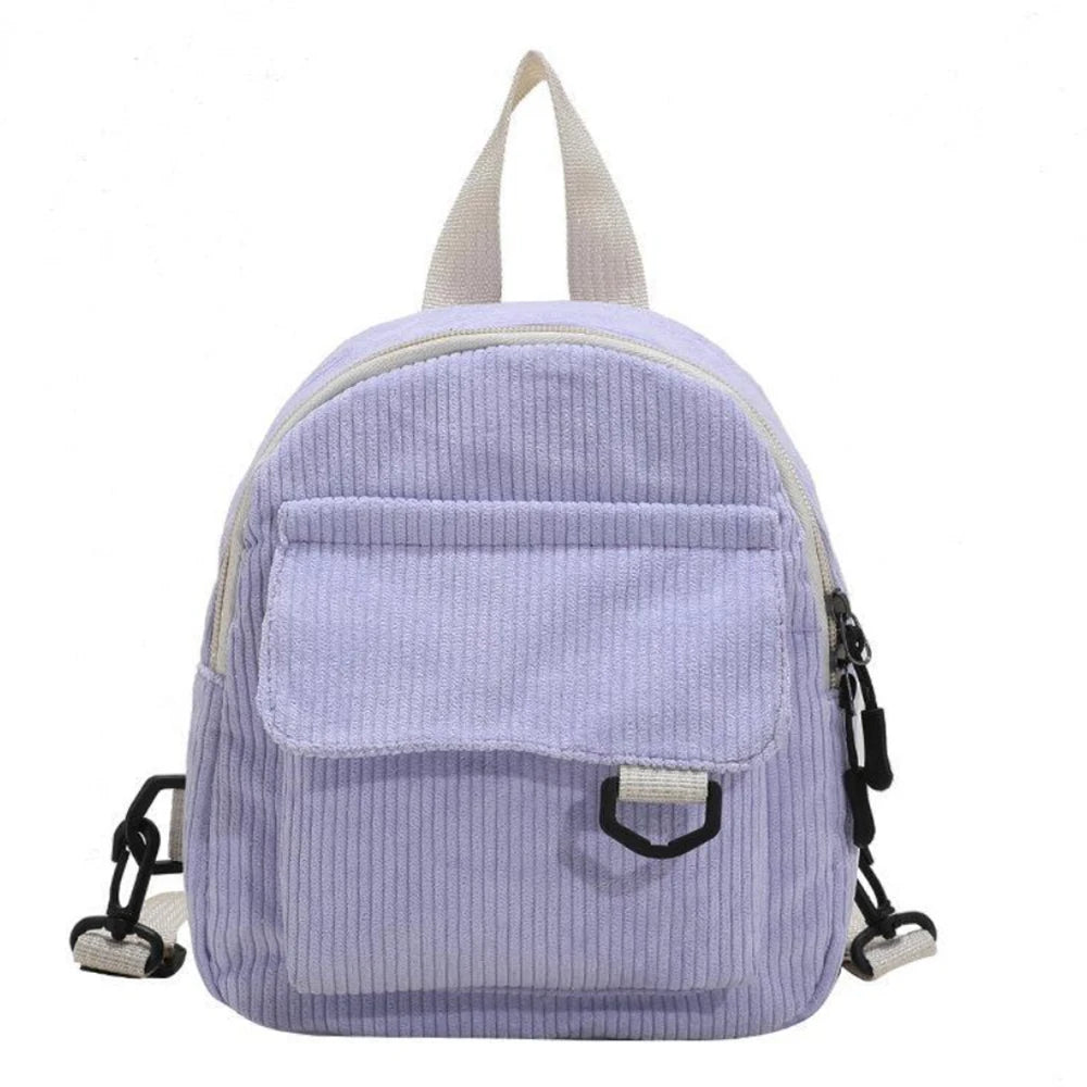 Petit sac à dos à bandoulière réglable en polyester, 23x19x9 cm, léger (0,14kg), facile à nettoyer avec un chiffon microfibre humide violet