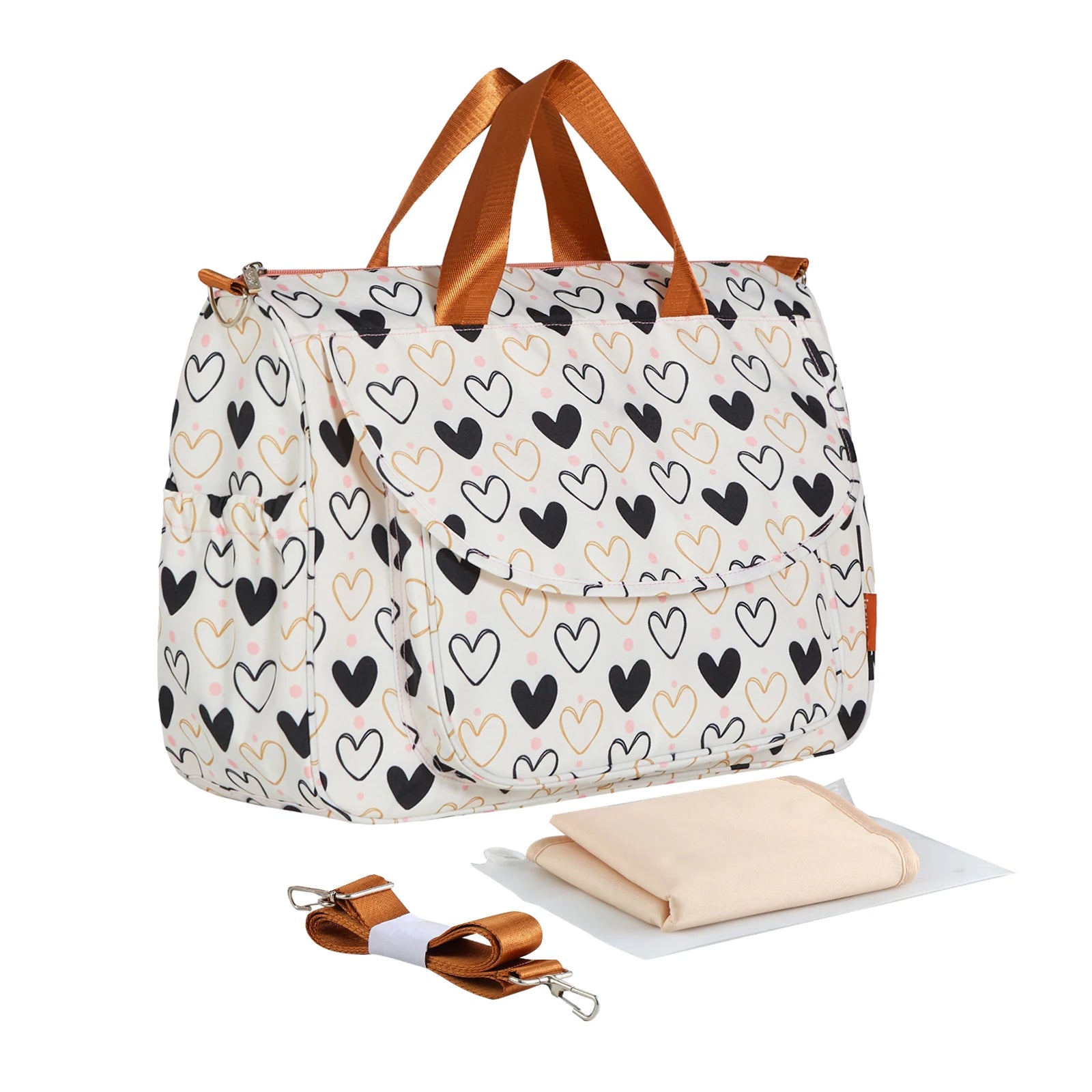 Vue intérieure du sac Linoa avec rangements pour couches et biberons
