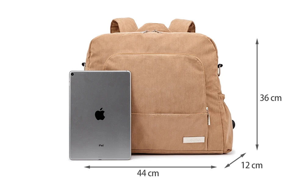 Sac à dos à langer en velours Côtelé