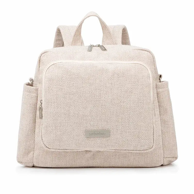 Sac à langer en PU effet tweed cuir, léger et compact avec crochets poussette assortis, facile à nettoyer, élégant et fonctionnel pour sorties urbaines et familiales.