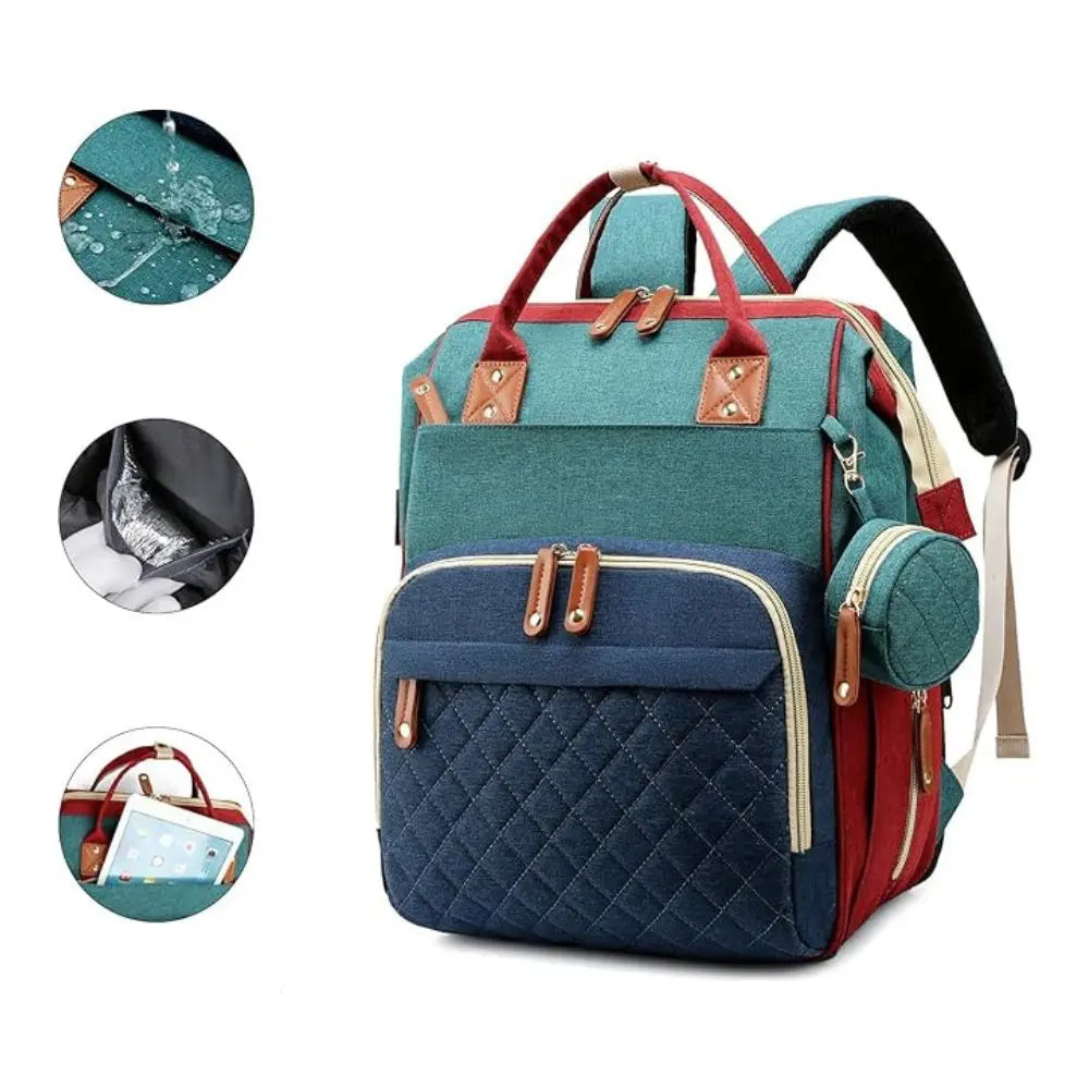Sac à dos à langer Globe-Trotters fixé à une poussette, avec crochets intégrés pour un transport facile