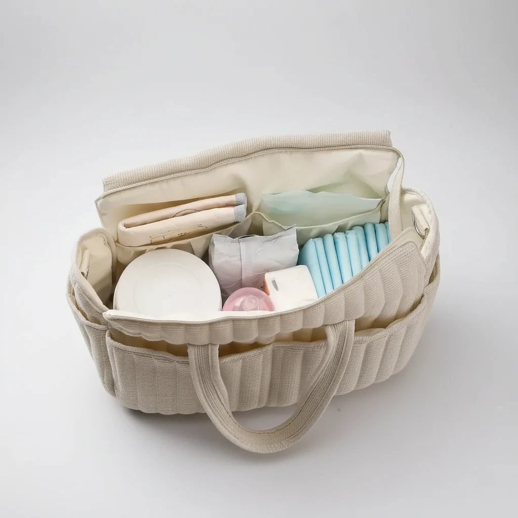 Sac à langer tendance en coton gaufré doux avec rangements pour biberons accessoires et essentiels bébé