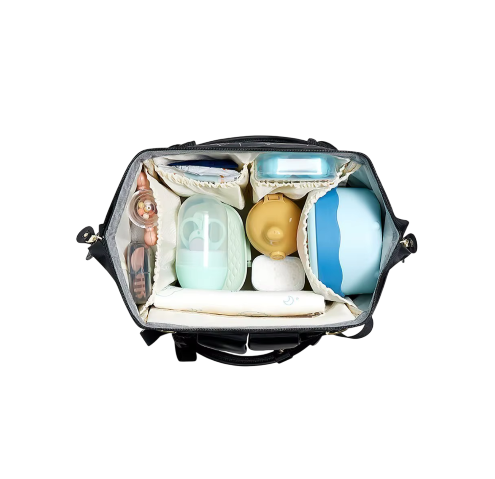 Sac à langer spacieux en polyester, poids léger de 0,75 kg, dimensions 40x25x20 cm, facile à entretenir avec un chiffon microfibre – parfait pour transporter les affaires de bébé en toute simplicité intérieur compartiment