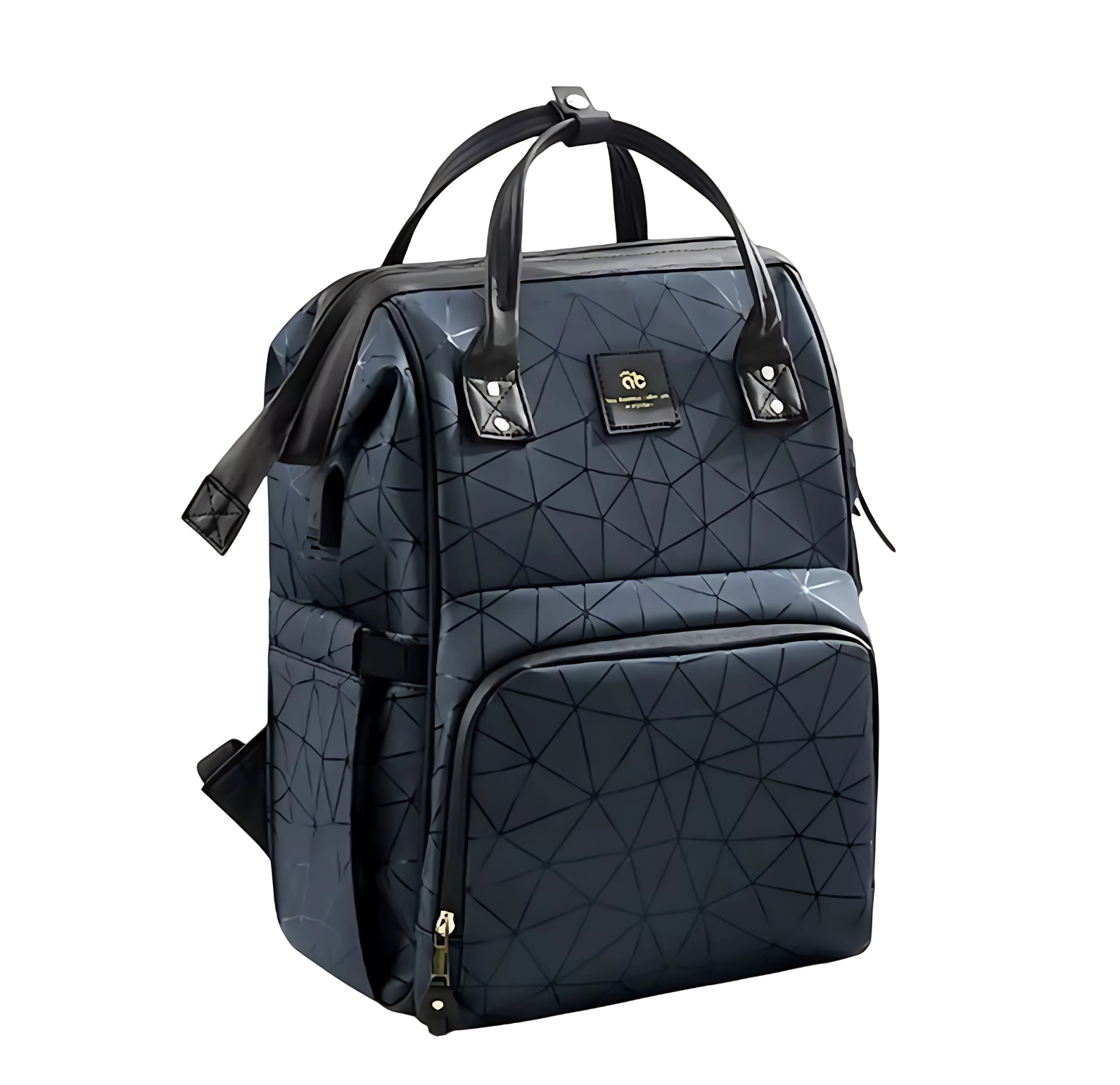 Sac à langer spacieux en polyester, poids léger de 0,75 kg, dimensions 40x25x20 cm, facile à entretenir avec un chiffon microfibre – parfait pour transporter les affaires de bébé en toute simplicité noir bleuté