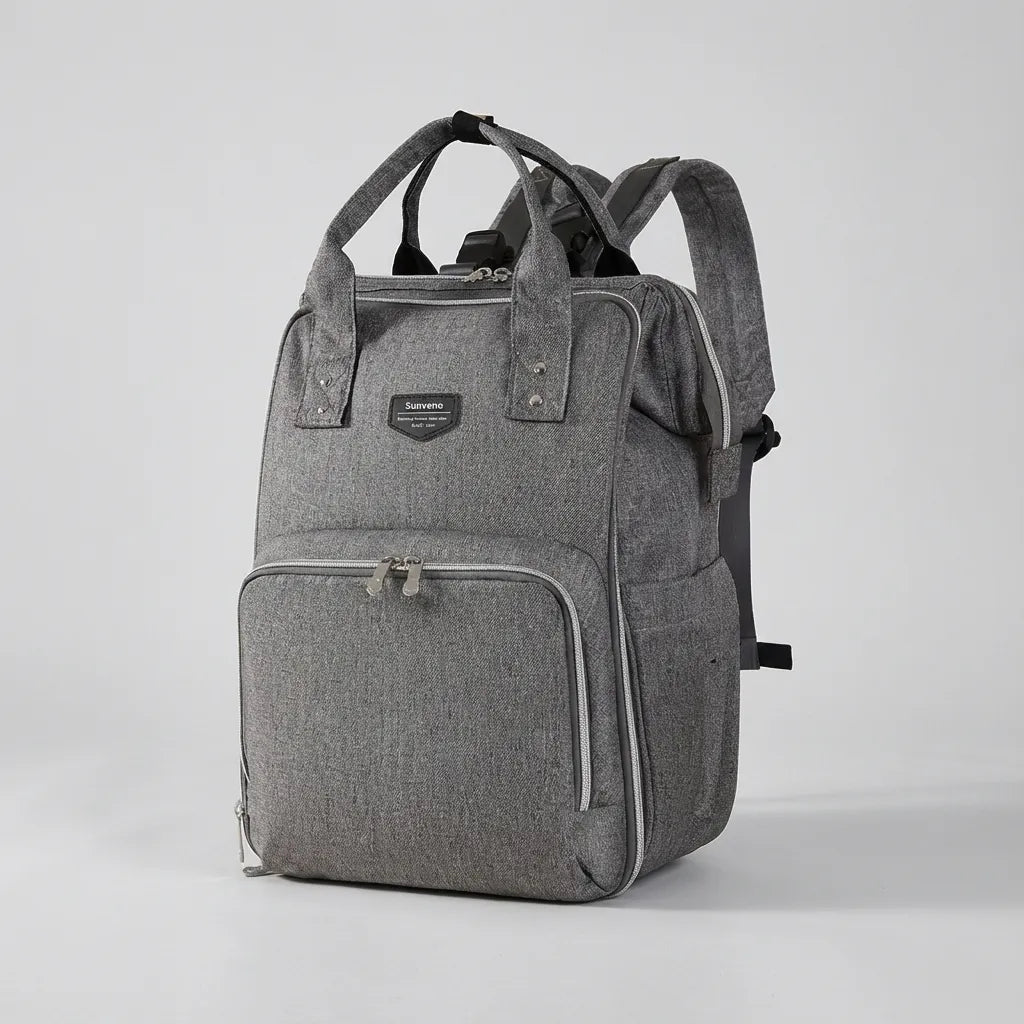 Sac à langer Moka élégant en polyester léger avec poches isothermes pour sorties avec bébé