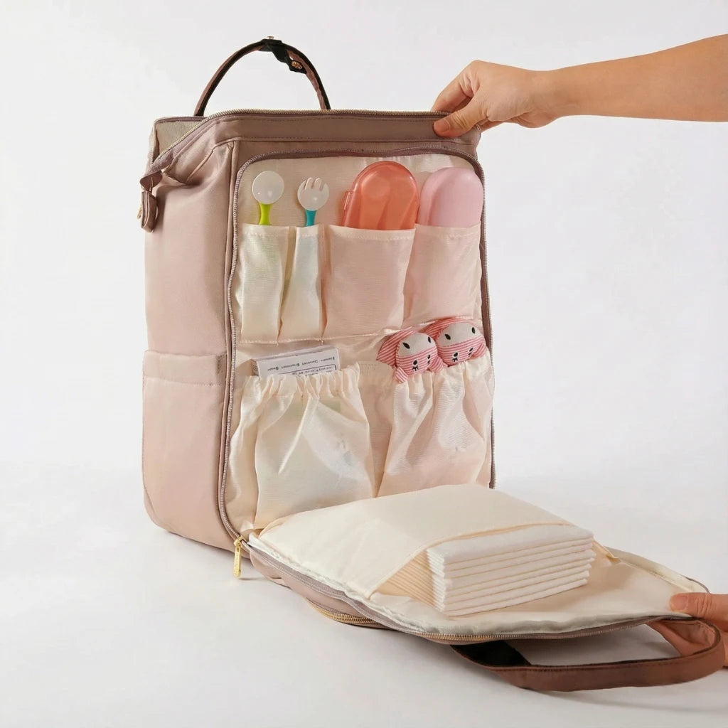 Sac à langer Moka durable et résistant à l’eau avec tapis à langer imperméable intégré