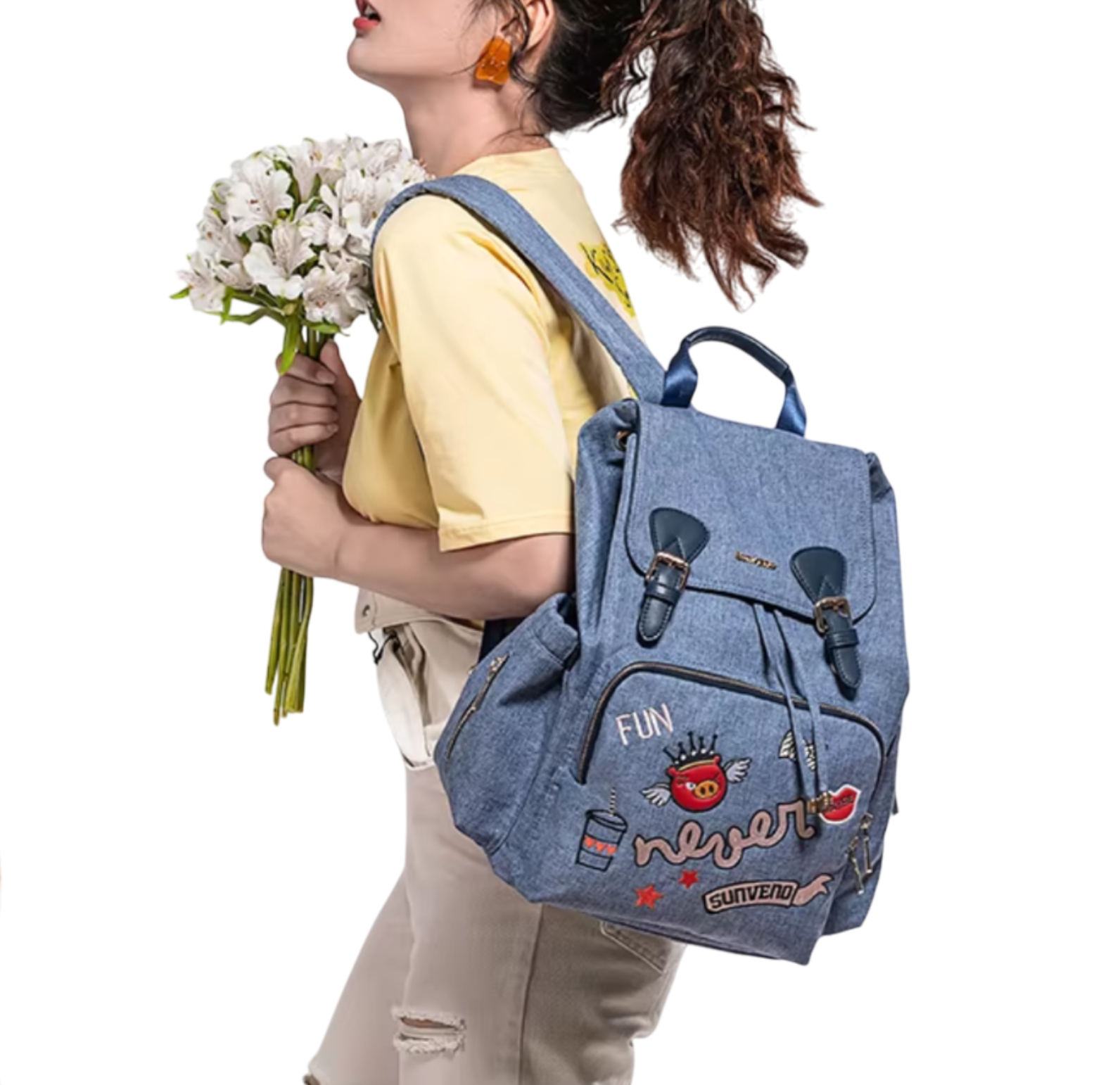 Sac à langer en toile canvas, 37x32x21 cm, grande capacité, 0,8 kg, facile à nettoyer avec un chiffon microfibre humide bleu