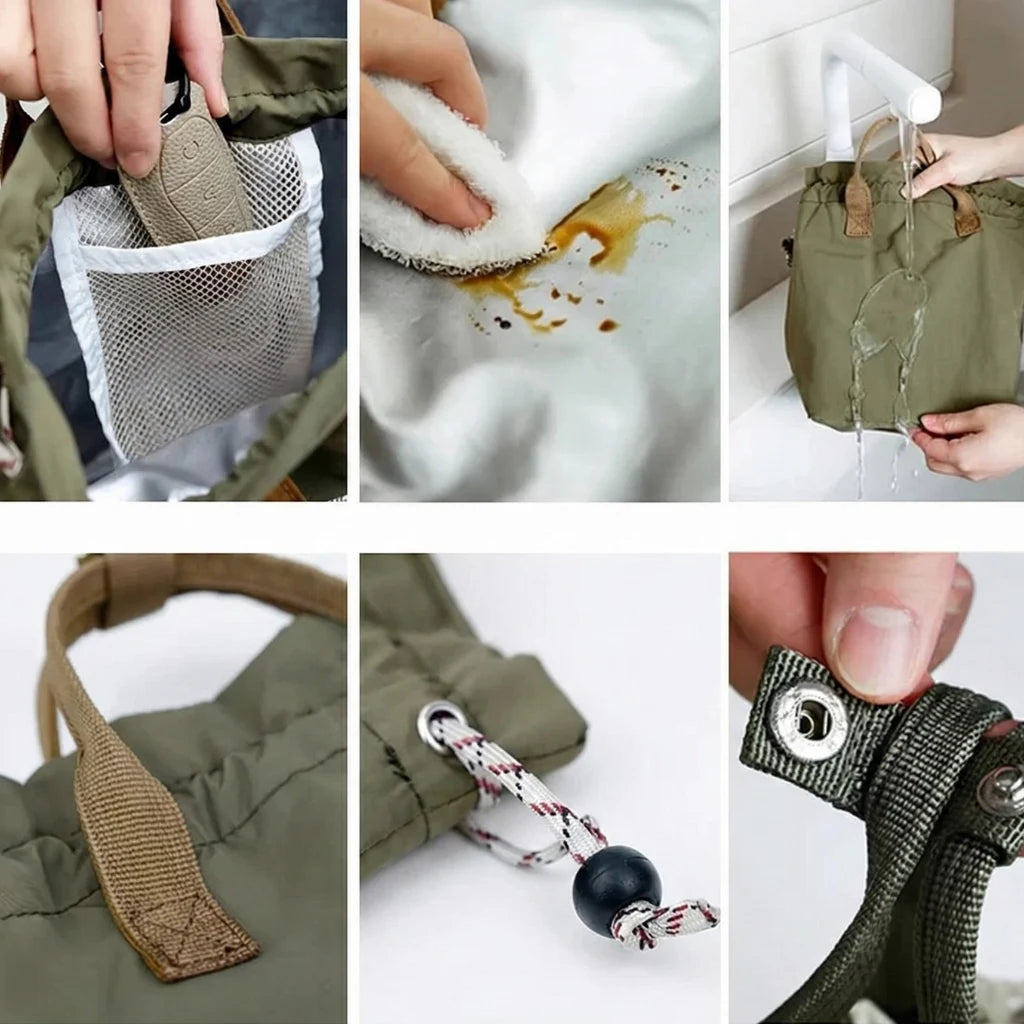 Large poignée ergonomique et fermeture cordon rapide sur sac à déjeuner PureGo