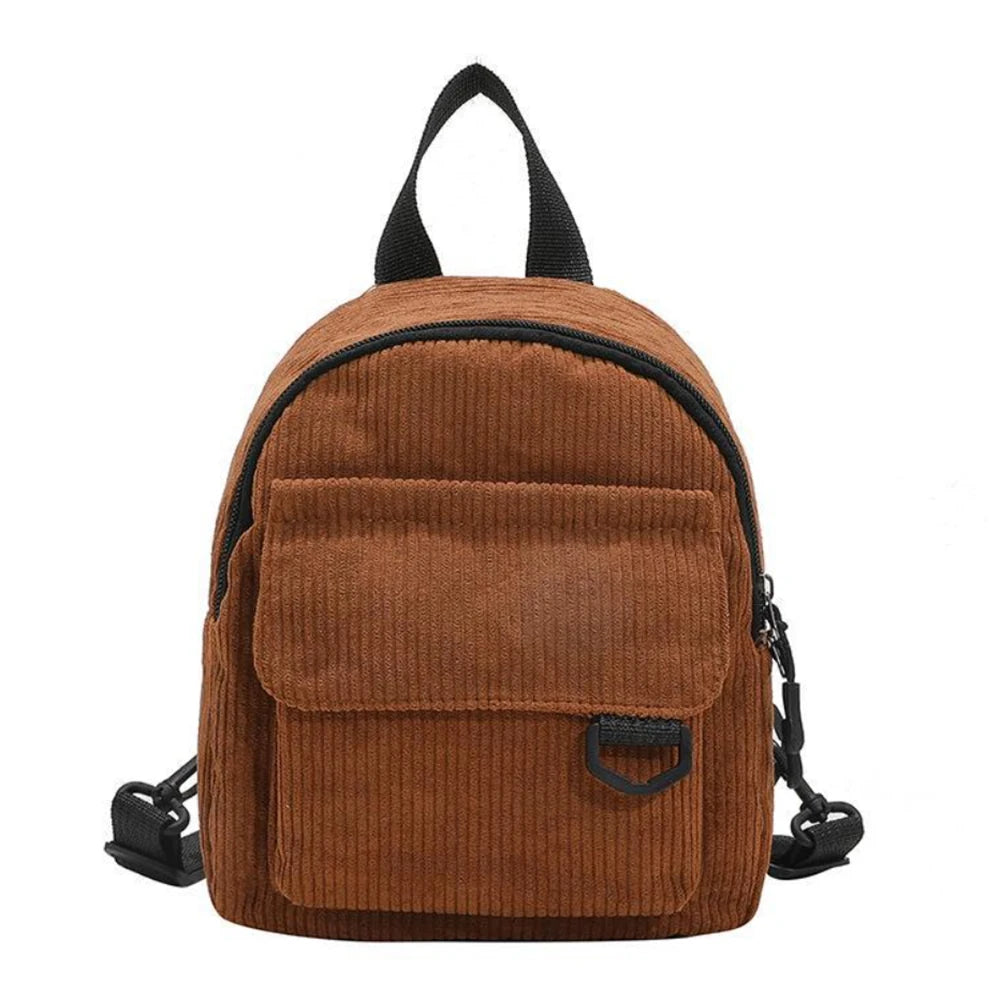 Petit sac à dos à bandoulière réglable en polyester, 23x19x9 cm, léger (0,14kg), facile à nettoyer avec un chiffon microfibre humide marron