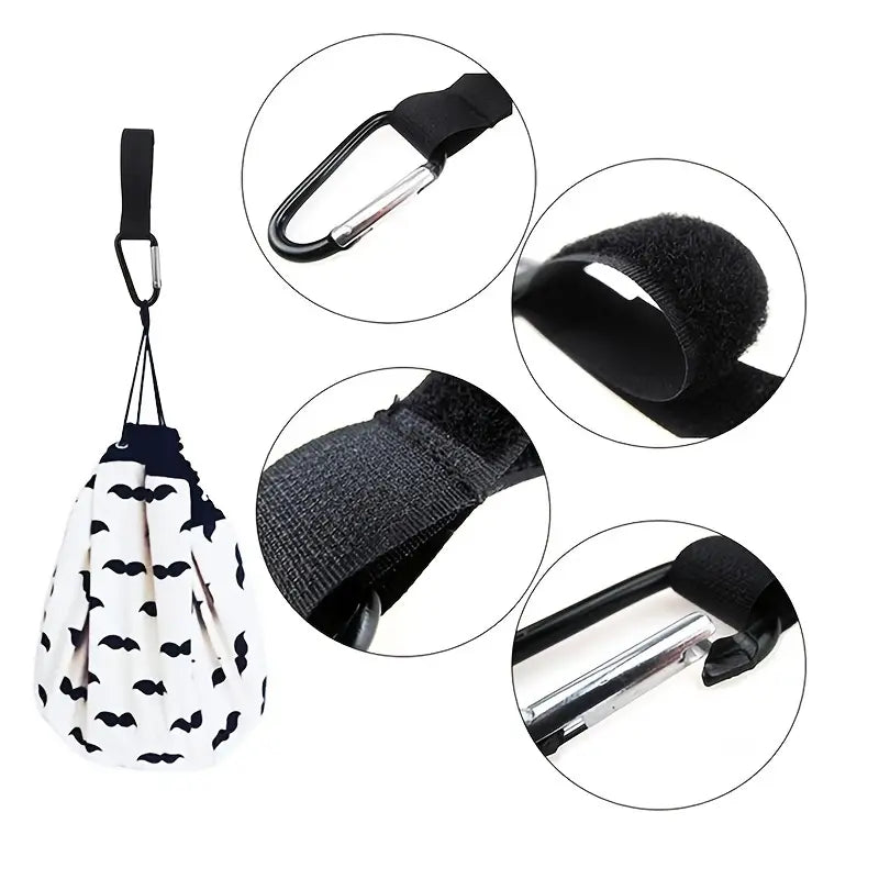 Attache poussette noire résistante – accessoire indispensable pour organiser les sorties bébé

