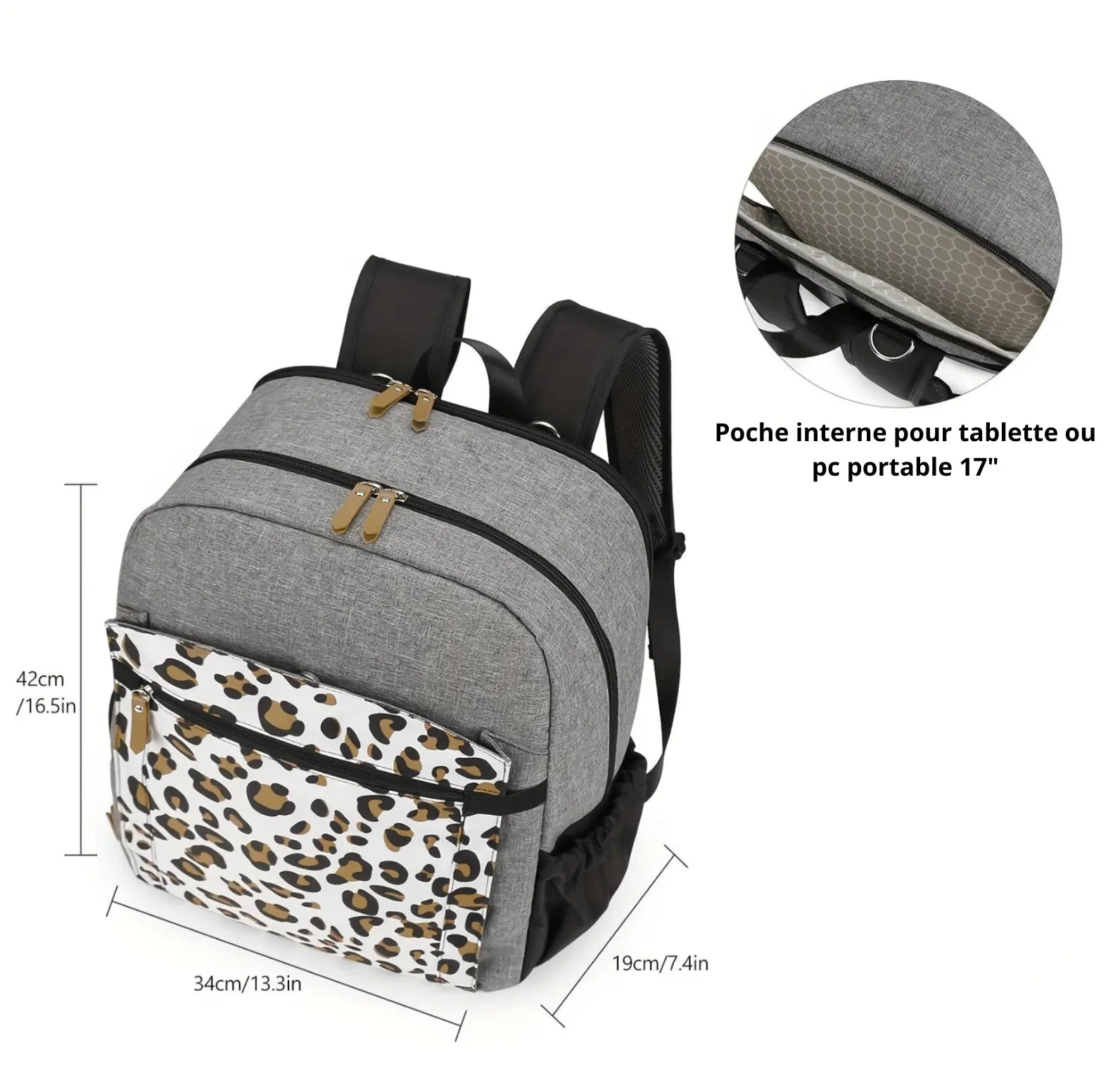 sac à langer tissu avec rangement multiple

