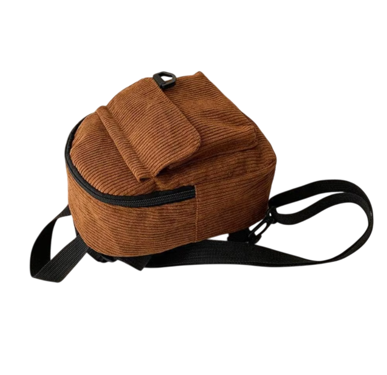 Petit sac à dos à bandoulière réglable en polyester, 23x19x9 cm, léger (0,14kg), facile à nettoyer avec un chiffon microfibre humide marron profil