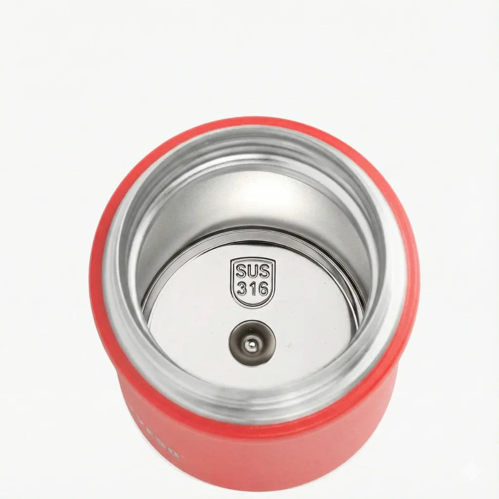 Cuve en acier inoxydable 316 sans BPA de la lunch box isotherme rouge garantissant un entretien rapide et zéro transfert odeur.