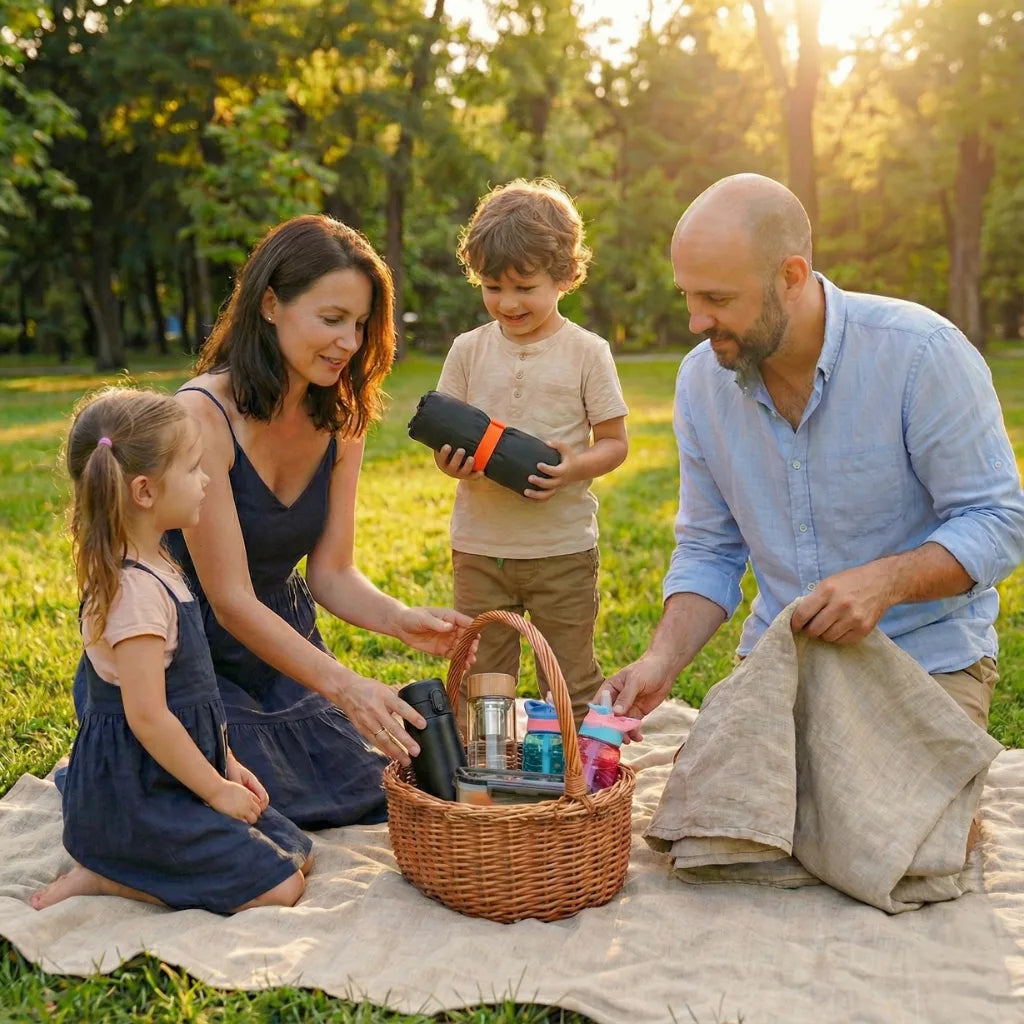 Démonstration du sac repas NomadBox : vue intérieure spacieuse avec bentos et version vide enroulée ultra-compacte