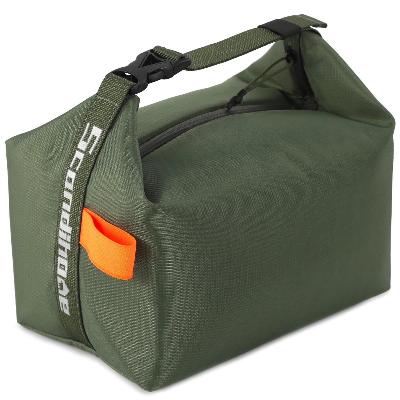 Lunch bag en polyester haute qualité, grande capacité pour repas complets, s'enroule en 5 secondes – 25x16 cm ouvert, 22x7 cm enroulé verte