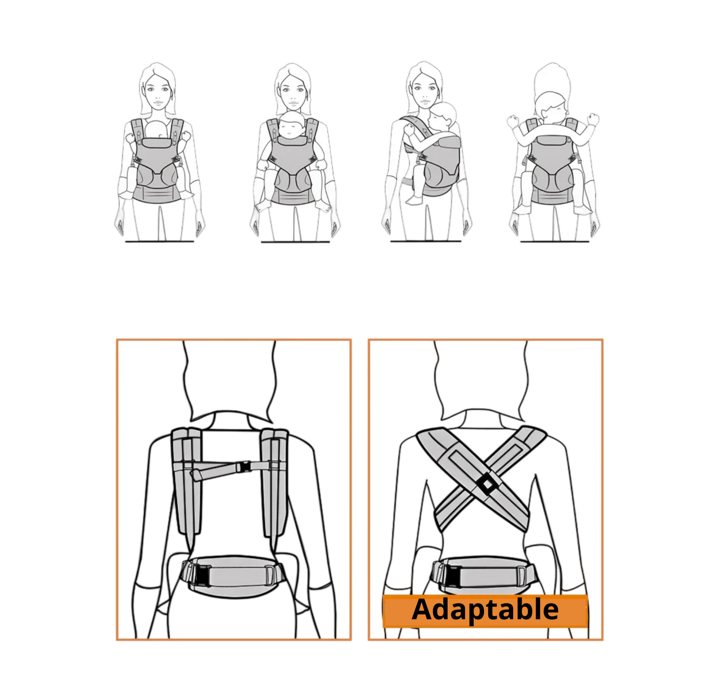 Porte-bébé ergonomique Tout-en-1 - Kangou