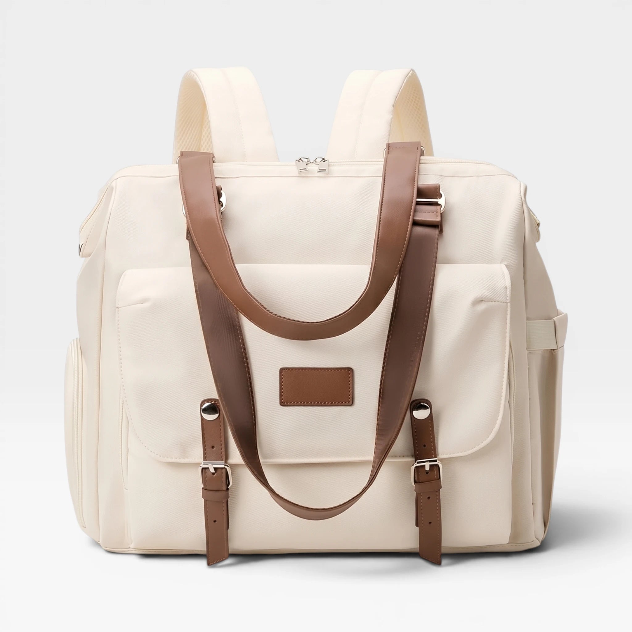 Sac à langer de voyage Aventure couleur Beige Sable vu de face.