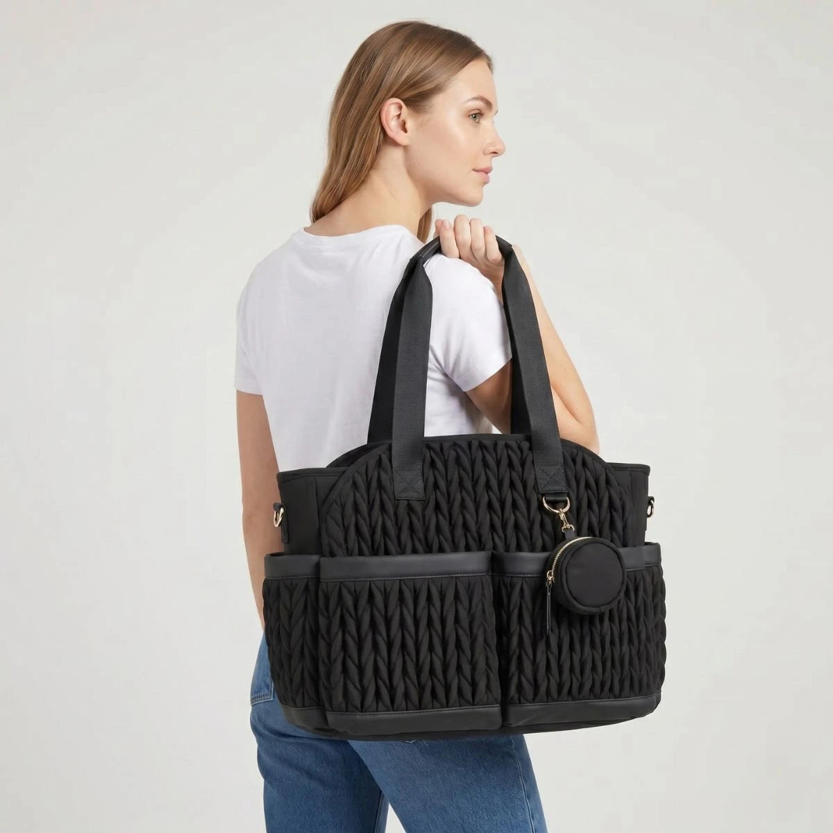 ac à langer MellowBag beige imperméable avec compartiments isolés, idéal pour les sorties de bébé et comme cadeau de naissance