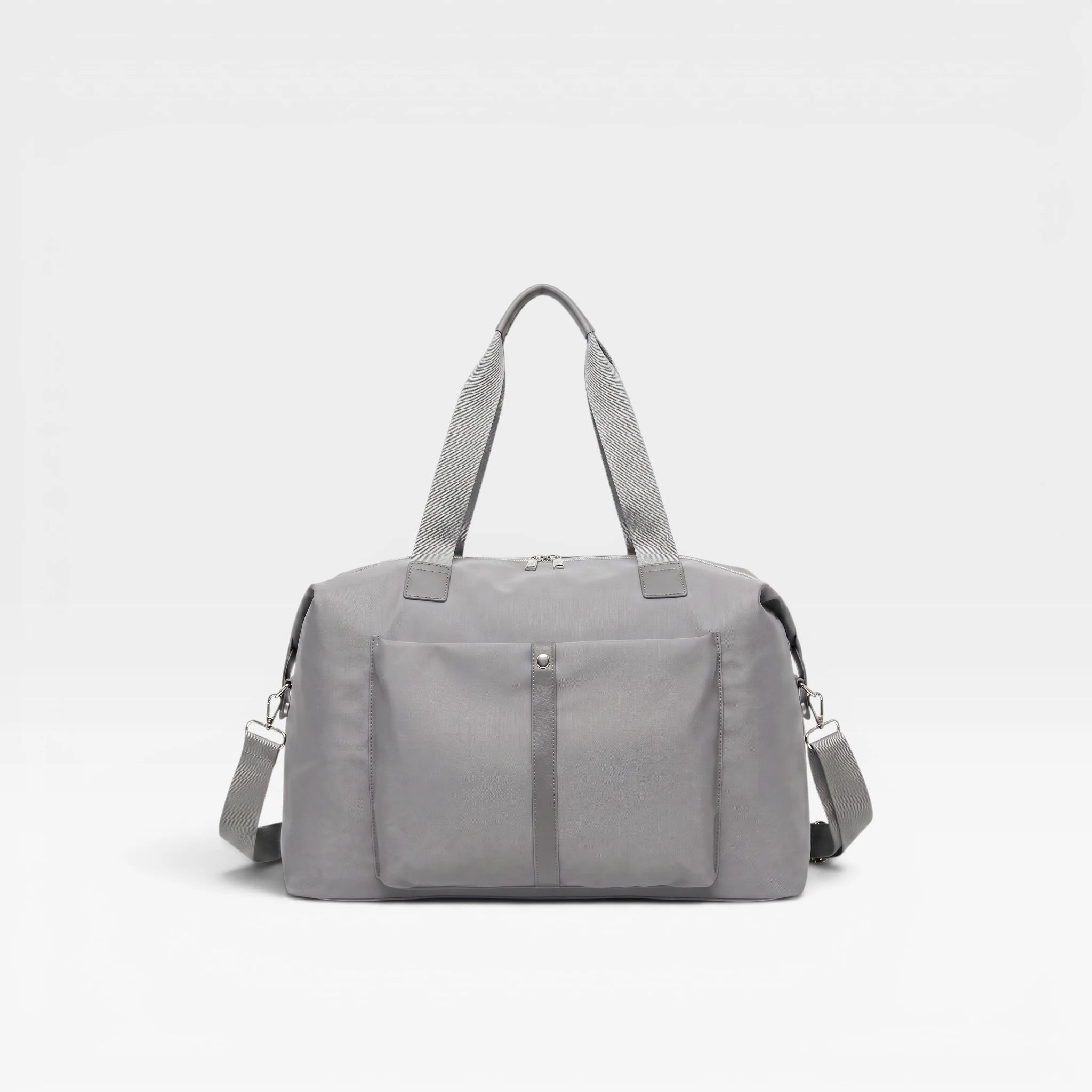 Sac à langer MoodPack couleur gris. Sac de maternité unisexe moderne avec poignée texturée et système pour accroche poussette.