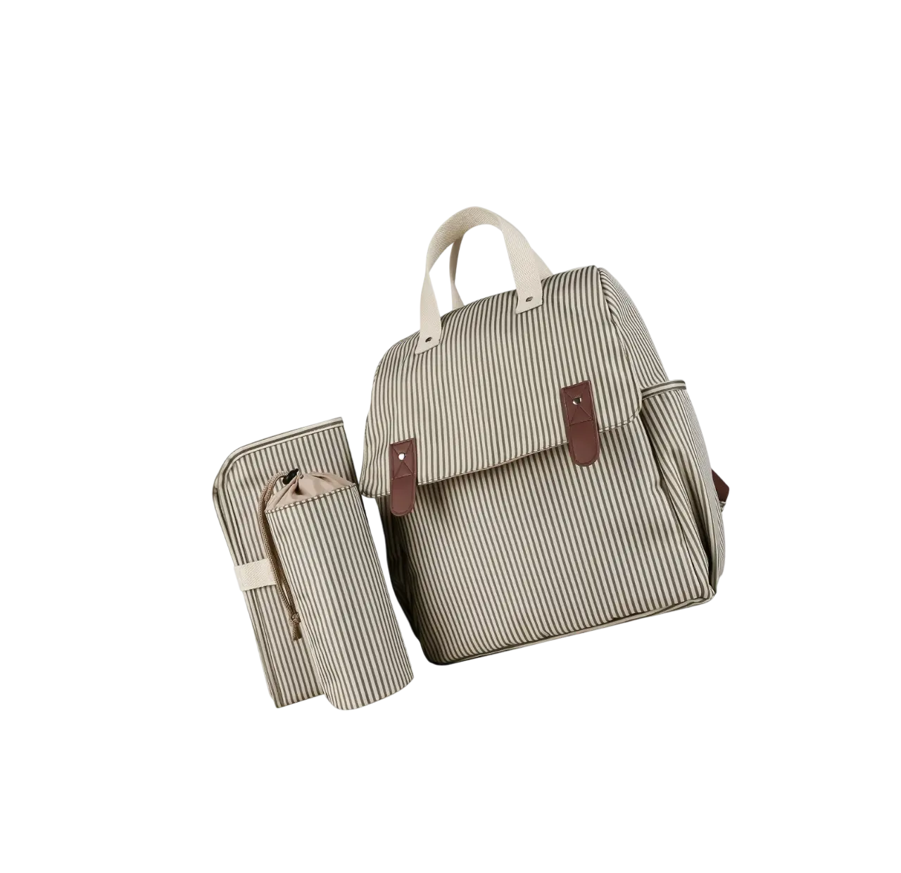 Sac à langer en polyester léger et résistant, avec crochets poussette intégrés, tapis à langer et sacoche isotherme assortis, idéal pour les sorties pratiques avec bébé.