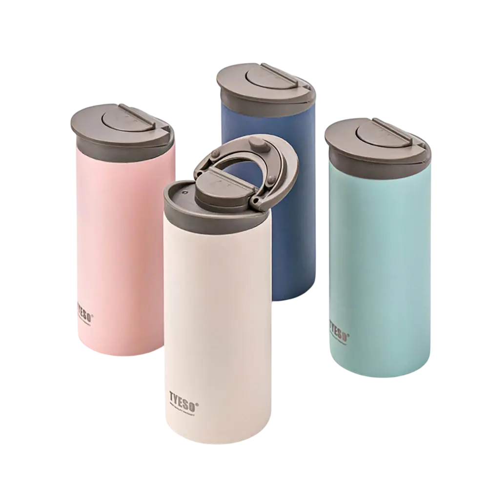Thermos ThermoVibe en acier inoxydable 304, sans BPA, léger et design, conserve boissons chaudes ou froides jusqu’à 12h, idéal pour une utilisation nomade.
